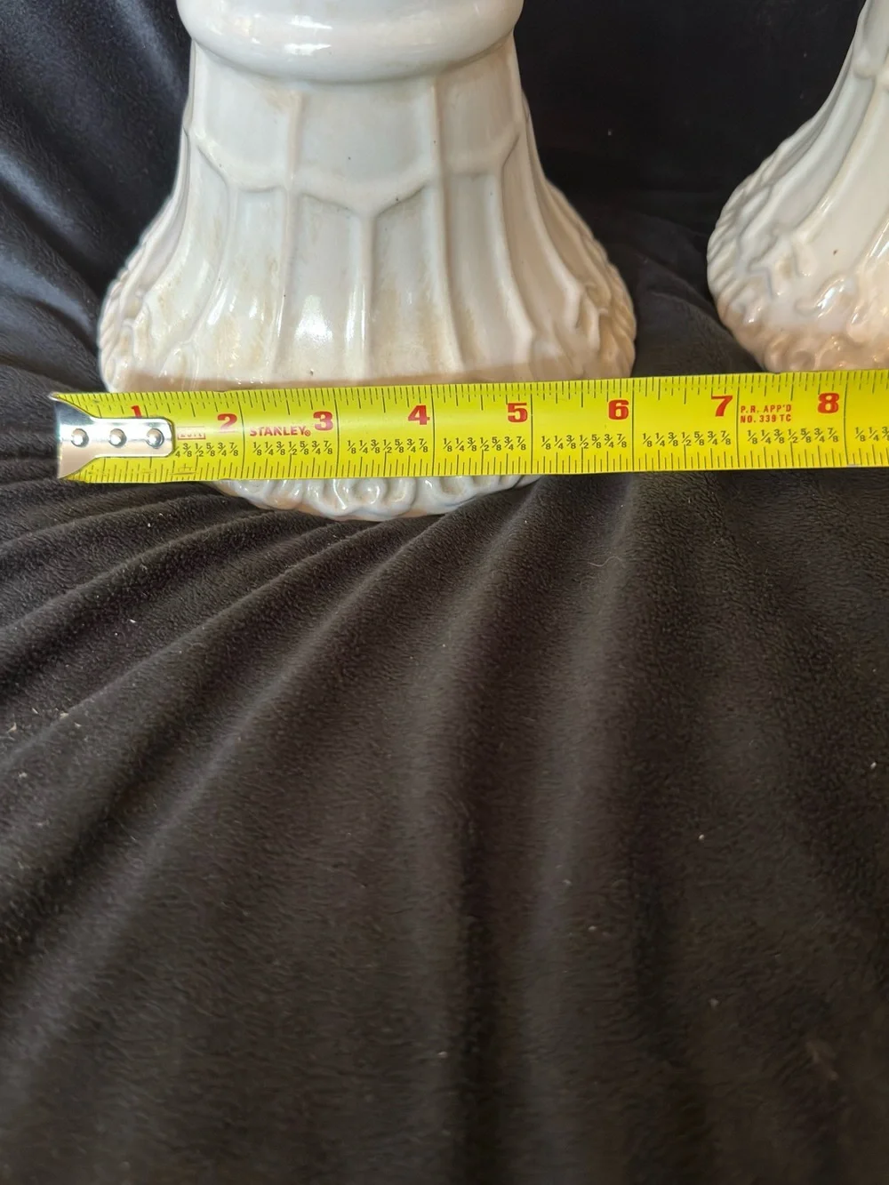 Vintage Pair of White Glazed Ceramic Milk Glass Candlestick Holders